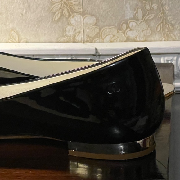 Chanel Black Patent Leather Peep Top Flats Size 38 - Picture 6 of 7
